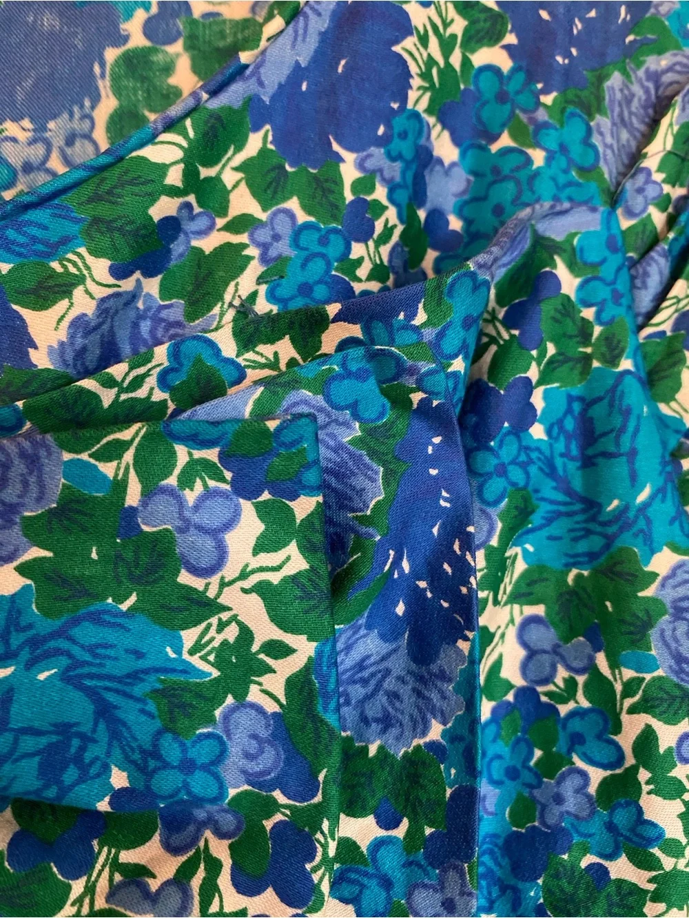 Vintage Blue & Green Floral Cap-Sleeve Sheath Dress 50’s 60’s - Picture 4 of 8